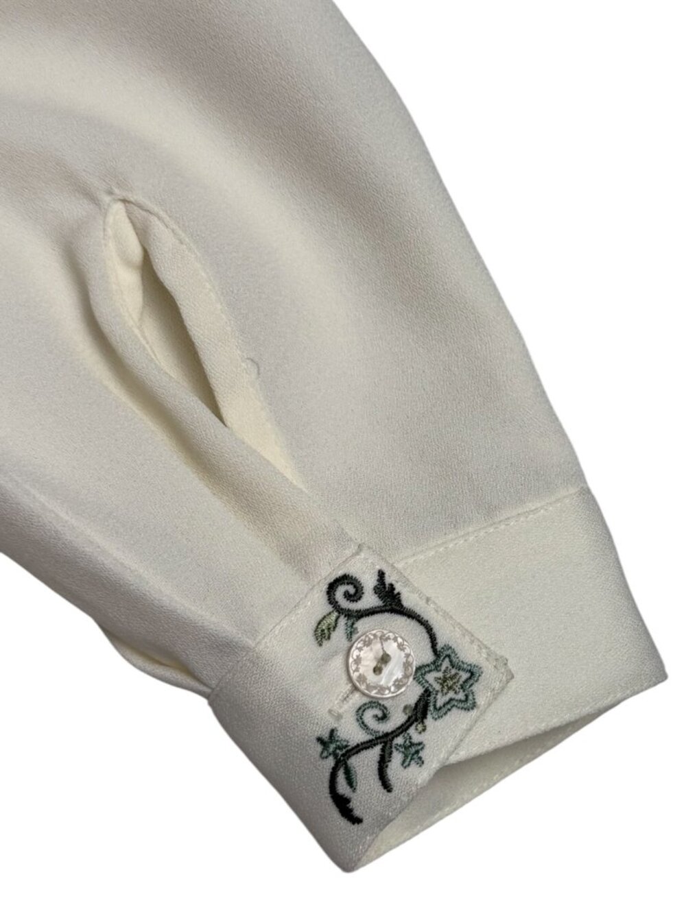 Vintage Koret Embroidered Collar Blouse Off White Sz 10 Cottagecore Grandmacore - Picture 4 of 10